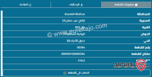 قطعة أرض مساحة 510م للبيع في البيادر 