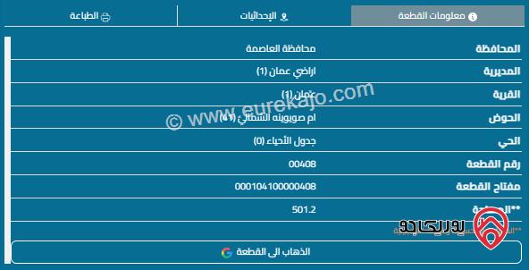 قطعة ارض مساحة 504م للبيع في الزهور 