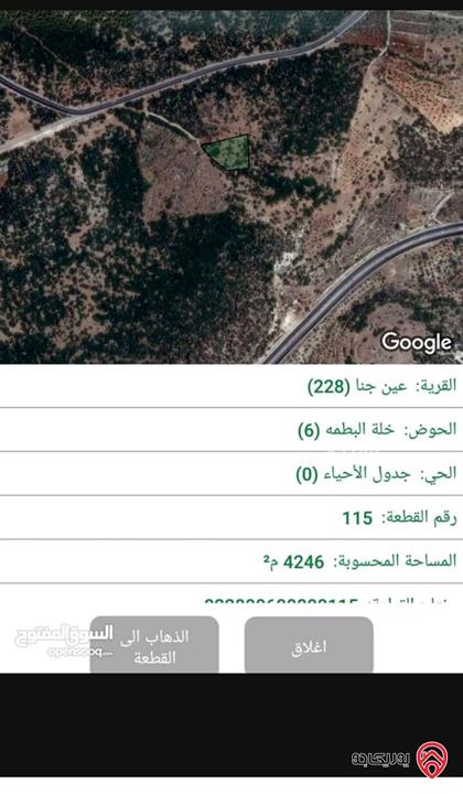 ارض زراعية مساحة 4 دونم و 250م للبيع في عجلون - اشتفينا