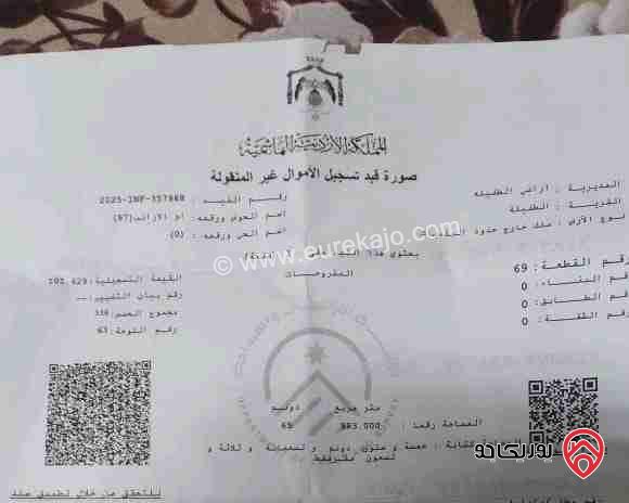 أرض مساحة 6 دونم و 45م للبيع في الطفيلة 