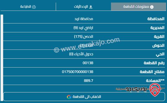 قطعة أرض على 3 شوارع مساحة 659م للبيع في اربد - الحصن	