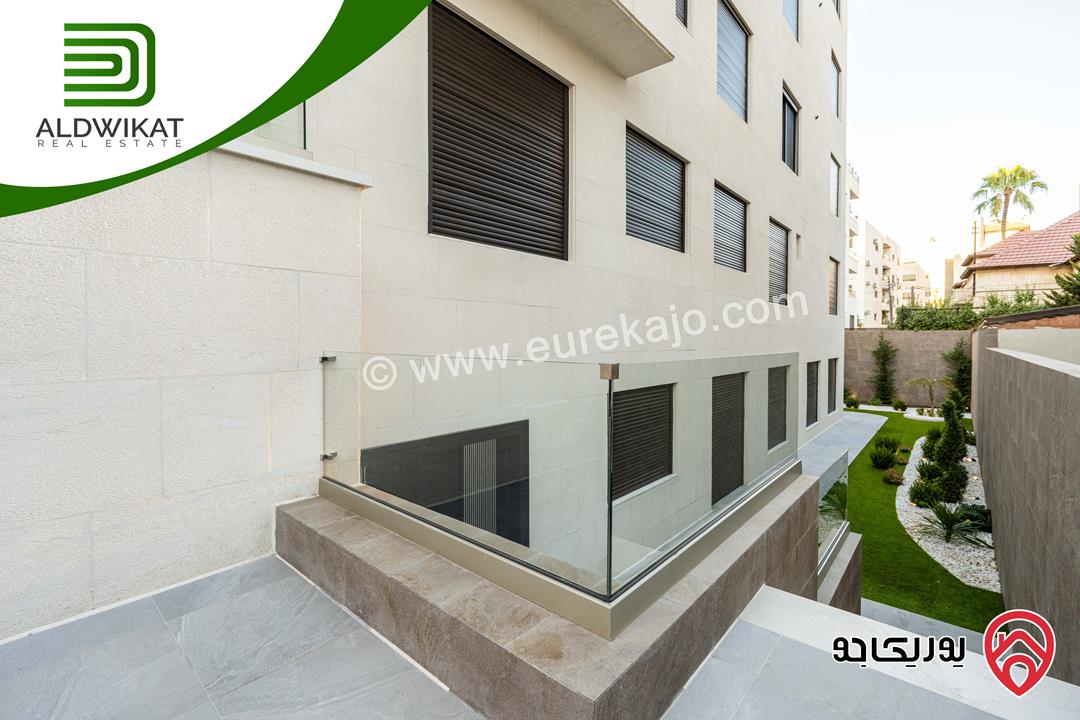 شقة للبيع في عبدون طابق شبه ارضي مساحة البناء 160م ومساحة الحديقة 130م