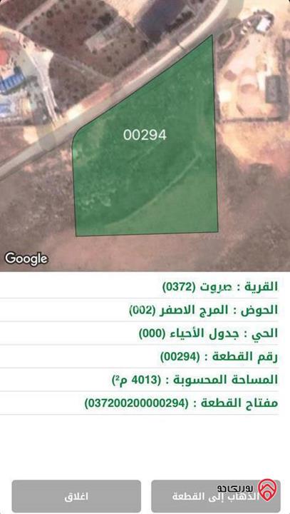 أرضين مساحة كل أرض 4 دونم للبيع في الزرقاء - منطقة صروت