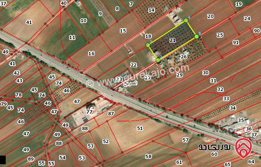 ارض مساحة 2873م مشترك من اصل 10دنم للبيع في اربد - الصريح ضمن حوض الصدار 