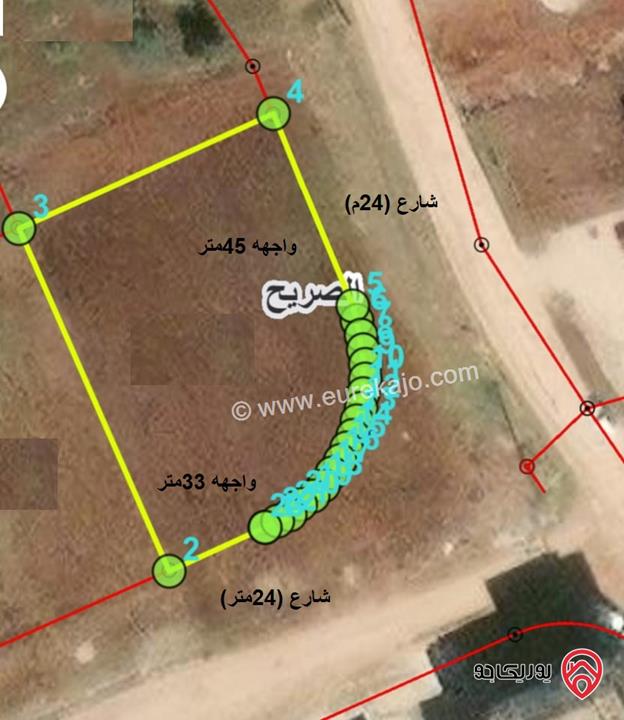 قطعة أرض مساحة 1404م للبيع في اربد - الصريح ضمن حوض المسرب الوسطاني 