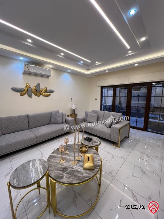 شقة مفروشة أرضية مفروشة مساحة 140م داخلي و 130م خارجي للايجار في عمان - عبدون