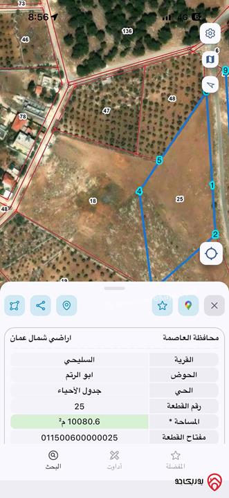 أرض مساحة 10 دونم للبيع من أراضي شمال عمان - السليحي ابو الرتم