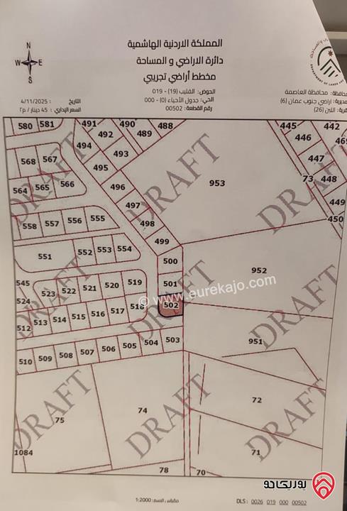 أرض سكنية مساحة 602م للبيع في جنوب عمان / اللبن
