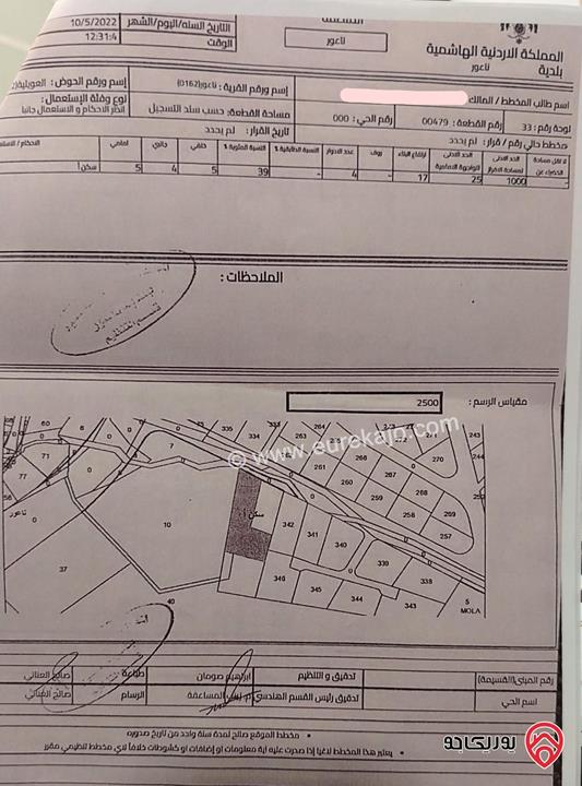 أرض سكني مساحة 1 دونم و 952م للبيع في عمان - ناعور