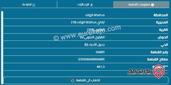 قطعة أرض مساحة 633م للبيع في الزرقاء - البتراوي 