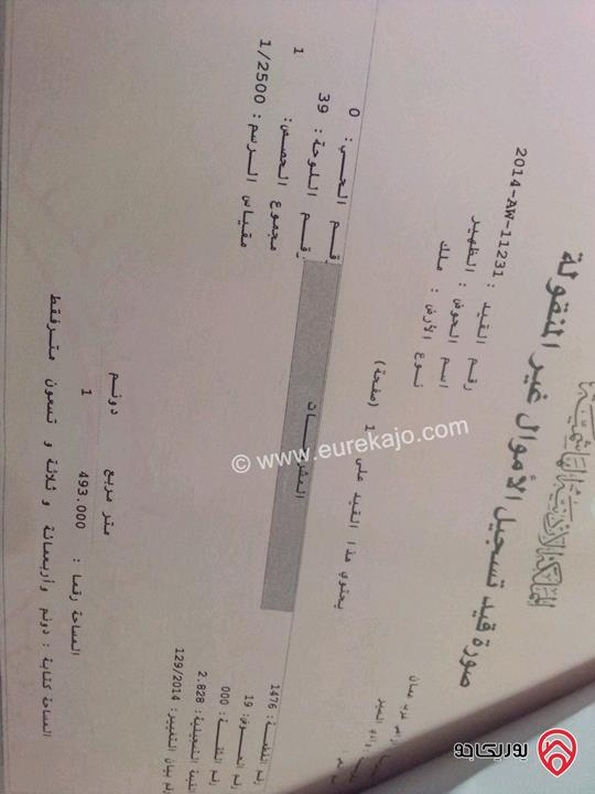 قطعة أرض مساحة 1 دونم و 493م للبيع في عمان - الظهير مقابل مدارس الخمائل