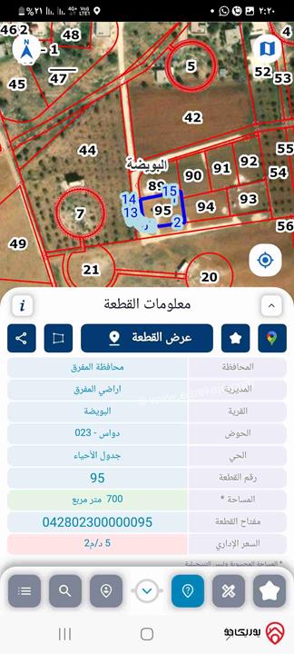 قطعة أرض مساحة 700م للبيع في المفرق
