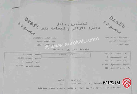قطعة ارض مساحة 22 دونم للبيع في جرش - الكفير