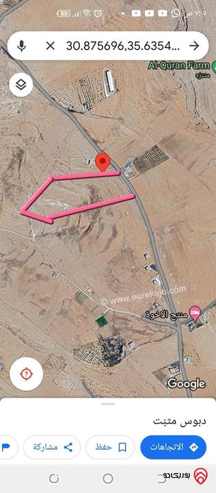 قطعة أرض مساحة 15 دونم و 877م للبيع في الطفيلة 