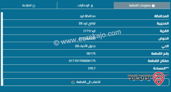 قطعة أرض مساحة 754م للبيع في اربد - القصيله 