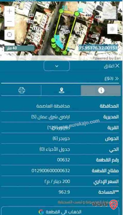 قطعة ارض مميزة تقع على شارعين مساحة 692م مقام عليها بيت مستقل بناء قديم صالح للترميم مساحة 200م تصلح لبناء إسكان او مدرسة للبيع في عمان - طبربور