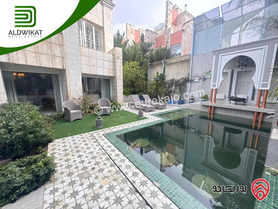 فيلا فاخره مفروشه مستقلة للبيع في عمان - دابوق مساحة البناء 800م ، الارض 770م ، الحديقة 200م والترس 200م