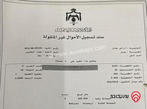 قطعة ارض مساحة 400م للبيع في عمان - ضاحية المهندسين (الياسمين)