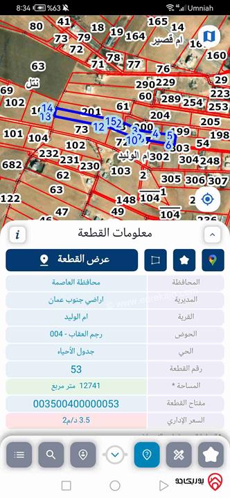 قطعة ارض مساحة 4 دونم للبيع من أراضي جنوب عمان - قرية ام الوليد 