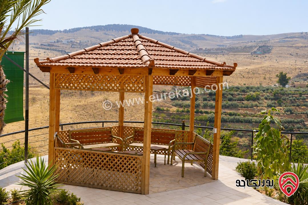 مزرعة مساحة الأرض 4 دونم و 160م مع فيلا 278م مع حديقة ومسبح للبيع في جرش القنية بناء حديث من المالك