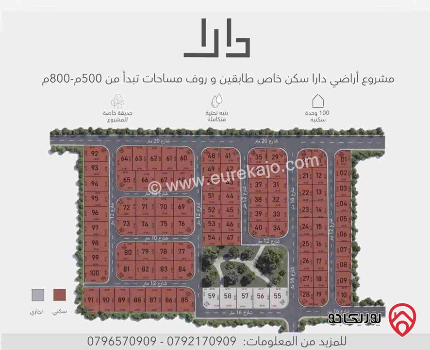 قطع أراضي مساحة 500م للبيع في عمان - الطنيب