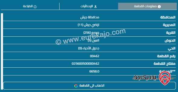 قطعة أرض مساحة 3 دونم من أصل 6 دونم للبيع في جرش - مرصع