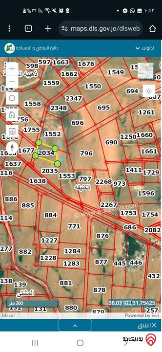 قطعة أرض مساحة 2 دونم مشترك للبيع من اراضي الموقر - الكتيفه 