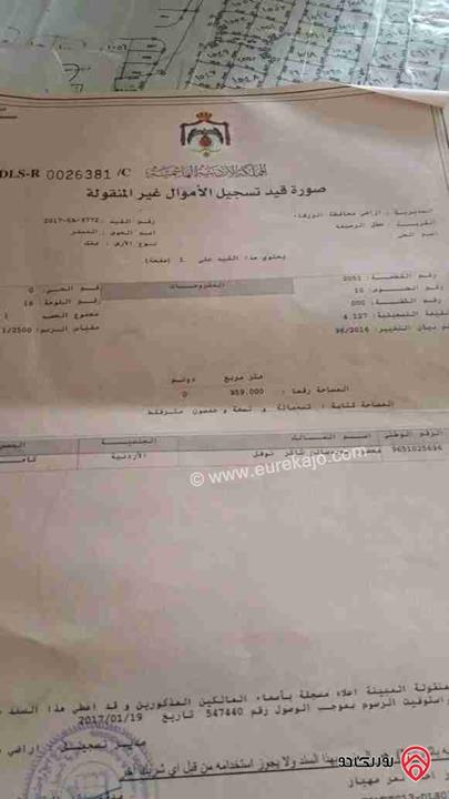 قطعة أرض مساحة 959م للبيع في عمان - منطقة النصر