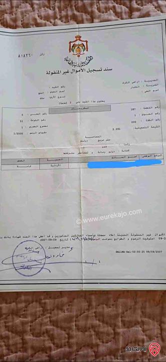 ارض مساحة 1 دونم و 119م للبيع في الكرك 