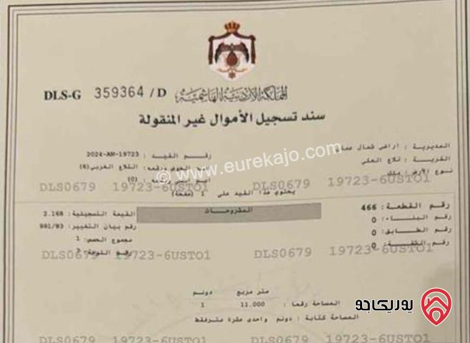 قطعة ارض مساحة 1 دونم للبيع فى عمان - تلاع العلي