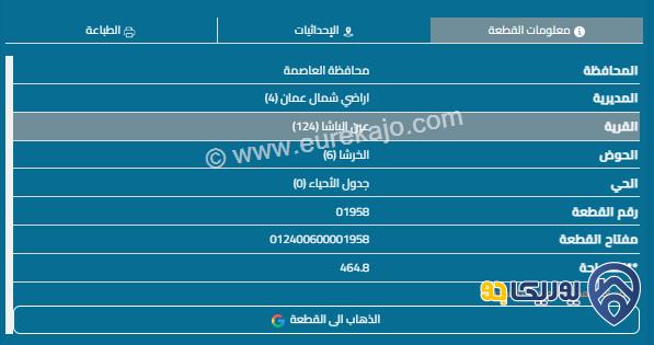 قطعة أرض مساحة 465م للبيع في عين الباشا