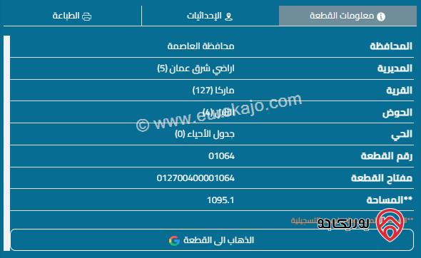 قطعة أرض مساحة 1115م للبيع في عمان - ماركا خلف شيك المطار