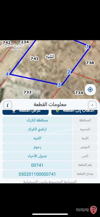 أرض مميزة مساحة 700م للبيع في الكرك - زحوم 