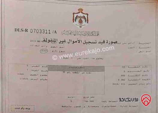 قطعة ارض مساحة 627م للبيع في اربد لواء بني كنانة كفر جايز منطقة البرز