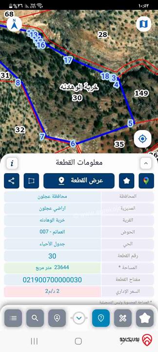 قطعة ارض مساحة 23 دونم و 666م للبيع في عجلون
