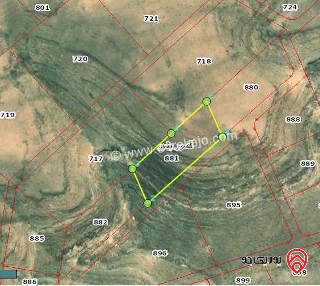 قطعة ارض مساحة 3896م للبيع في الكرك - منطقة قصور بشير
