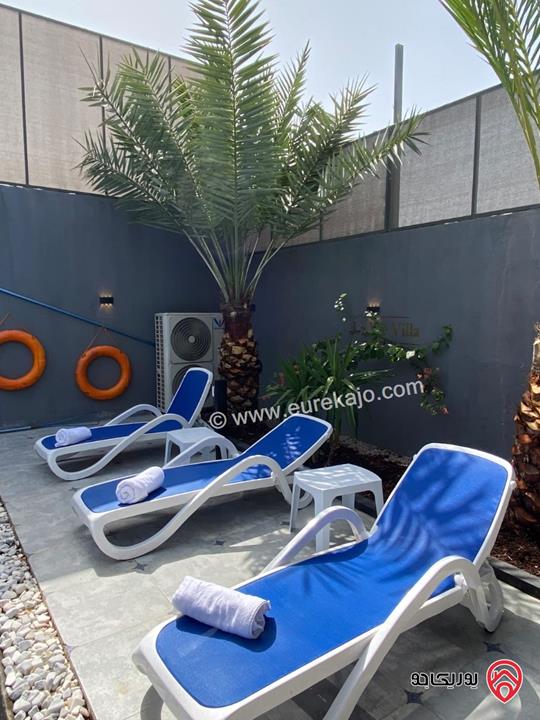 شاليه مفروش و مميز مساحة الأرض 288م والبناء 190م للبيع في البحر الميت