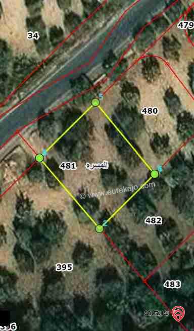 قطعة ارض مساحة 450م للبيع في الزرقاء - المسرة العالوك الشارع الرئيسي 