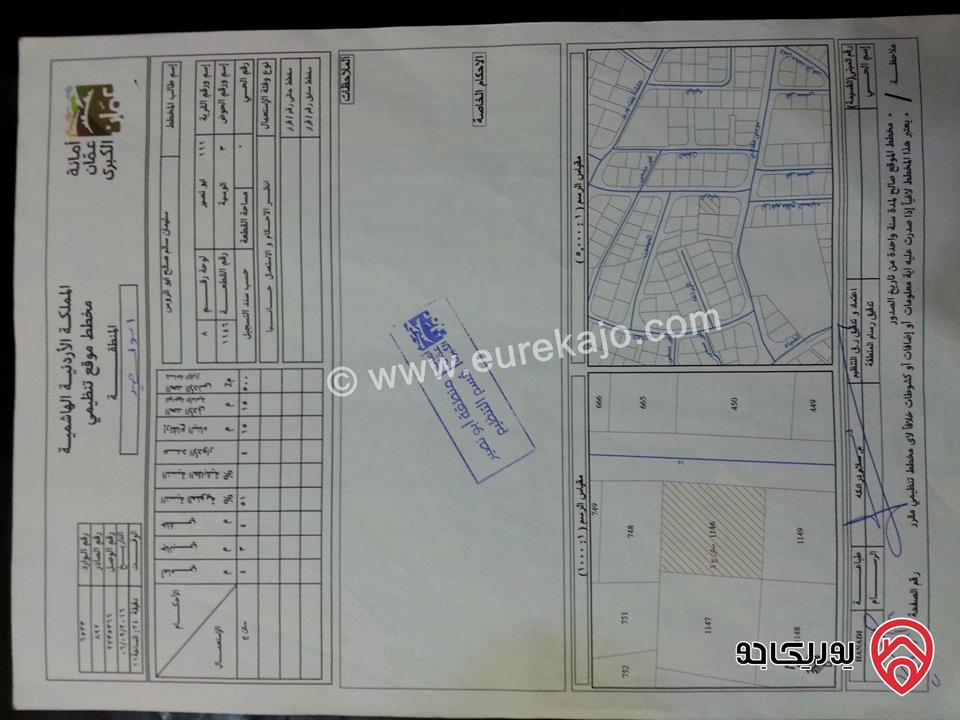 قطعة ارض مساحة 800م للبيع في أبو نصير 