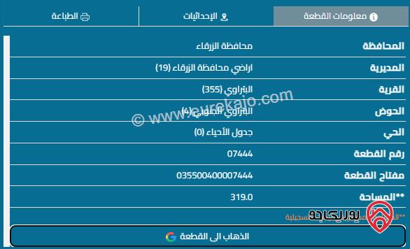 قطعة أرض مساحة 320م للبيع في الزرقاء - البتراوي	