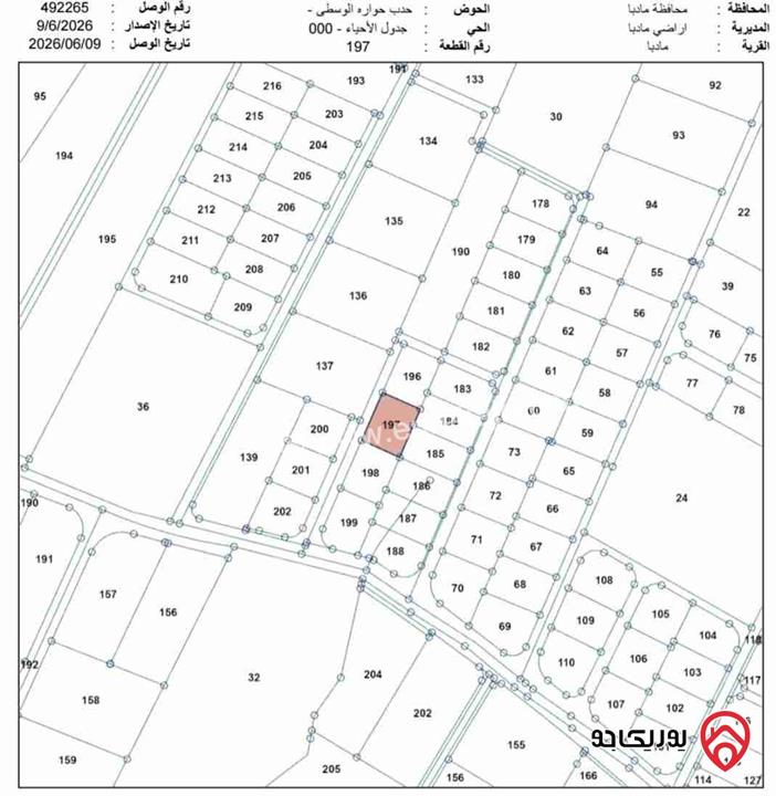 أرض مميزة مساحة 900م للبيع في مادبا