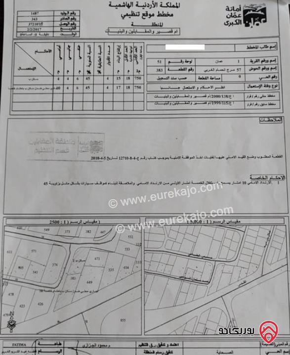 أرض مساحة 2361م للبيع في عمان - حي الصحابة