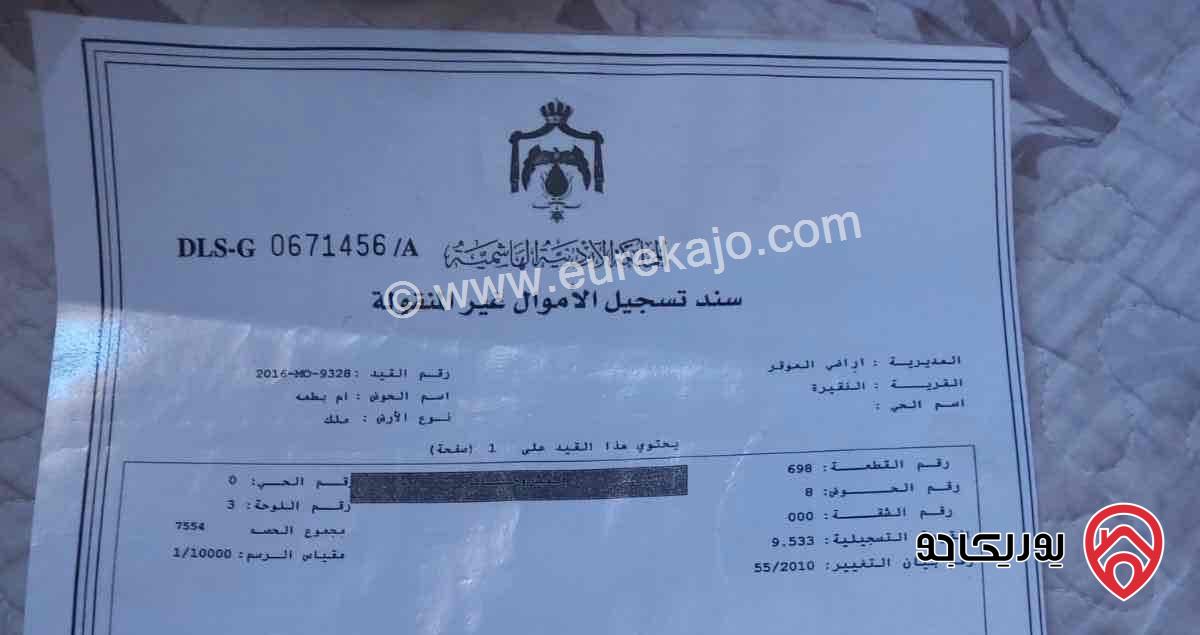 قطعة ارض مساحة 1 دونم للبيع في عمان - الموقر قرية النقيرة