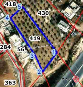 قطعة أرض مساحة 3 دونم و 119م للبيع في عمان - أبو حامد منطقة شارع الأردن بالقرب من مطعم قصر الجبل