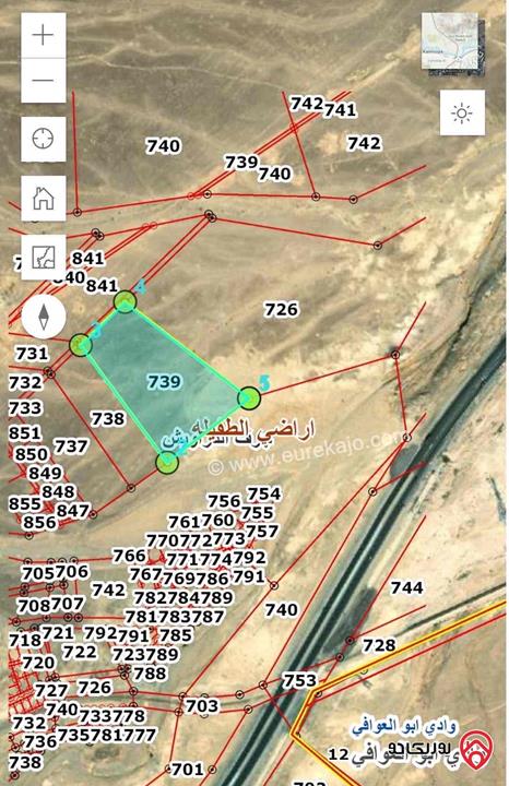 42 دونم بجانب محطة محروقات المناصير قاابل للتفاوض قطعة أرض للبيع بمحافظة الطفيلة جرف الدراويش 