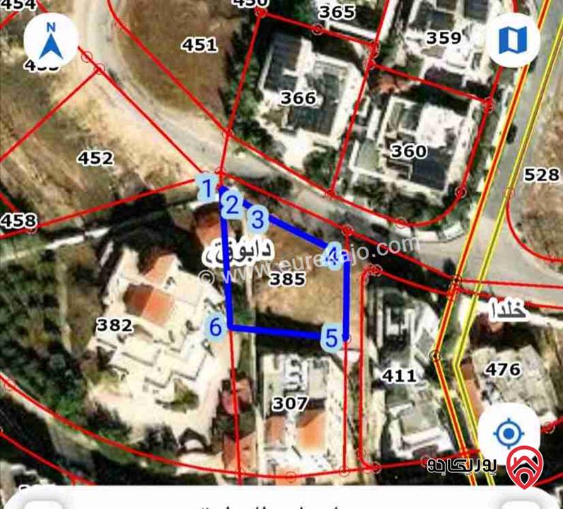 قطعة ارض مساحة 838م للبيع في عمان - خلدا بالقرب من دابوق حوض الحمارية سكن ب خاص منسوب طابقين 