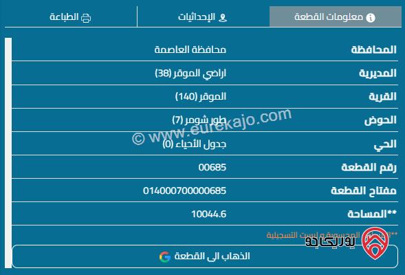 قطعة أرض مساحة 10 دونم مميزة للبيع بالأردن عمان - منطقة الموقر