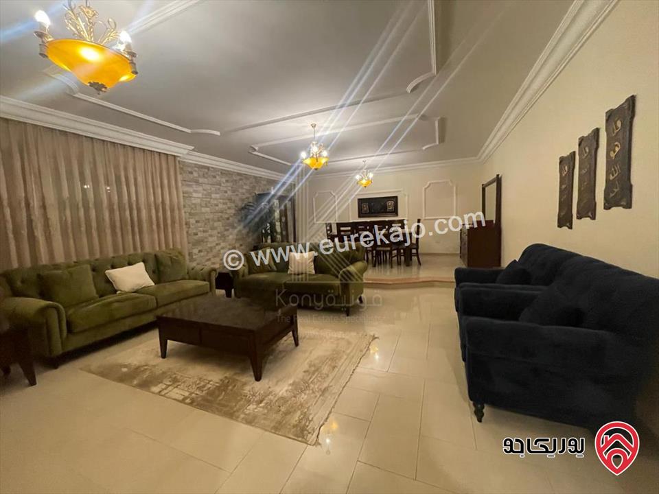 شقة مفروشة طابق ارضي مساحة 220م داخلي و 200م خارجي للايجار في عمان - عبدون