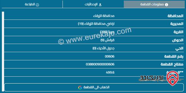 قطعة أرض مساحة 500م للبيع في الزرقاء - جريبا 