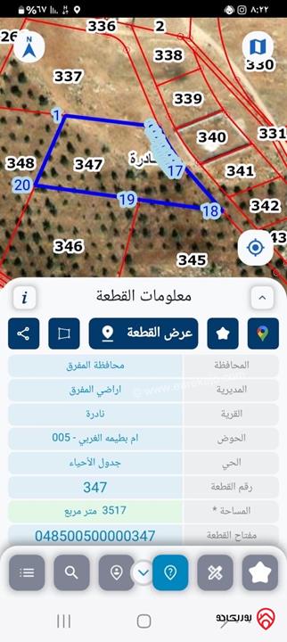 قطعة ارض مميزة مساحة 3 دونم و 517م للبيع في المفرق - نادرة